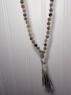 Green Moss Agate Spiritual Tech Mala | Growth, Abundance & Grounding